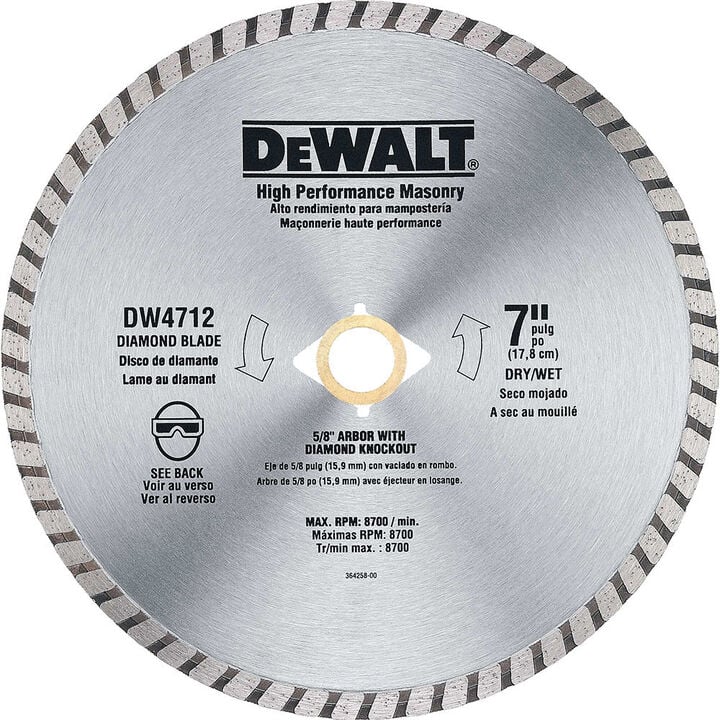 DEWALT HP 7 Inch Turbo Rim Diamond Blade for Masonry