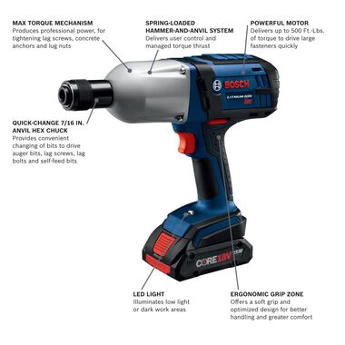 Bosch 18V High-Torque Impact Wrench Kit, large image number 1