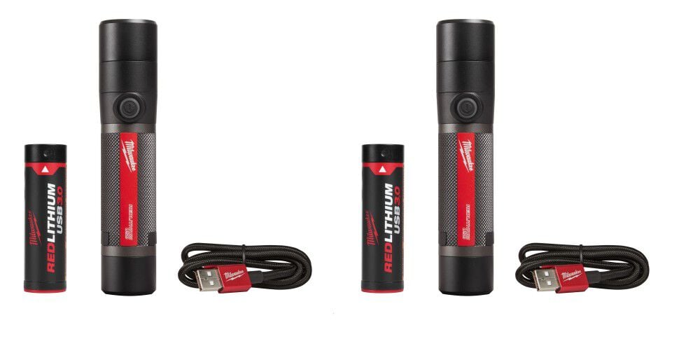 Milwaukee USB Rechargeable 800 Lumens Compact Flashlight Kit 2 Pack Bundle – 2160-21X2