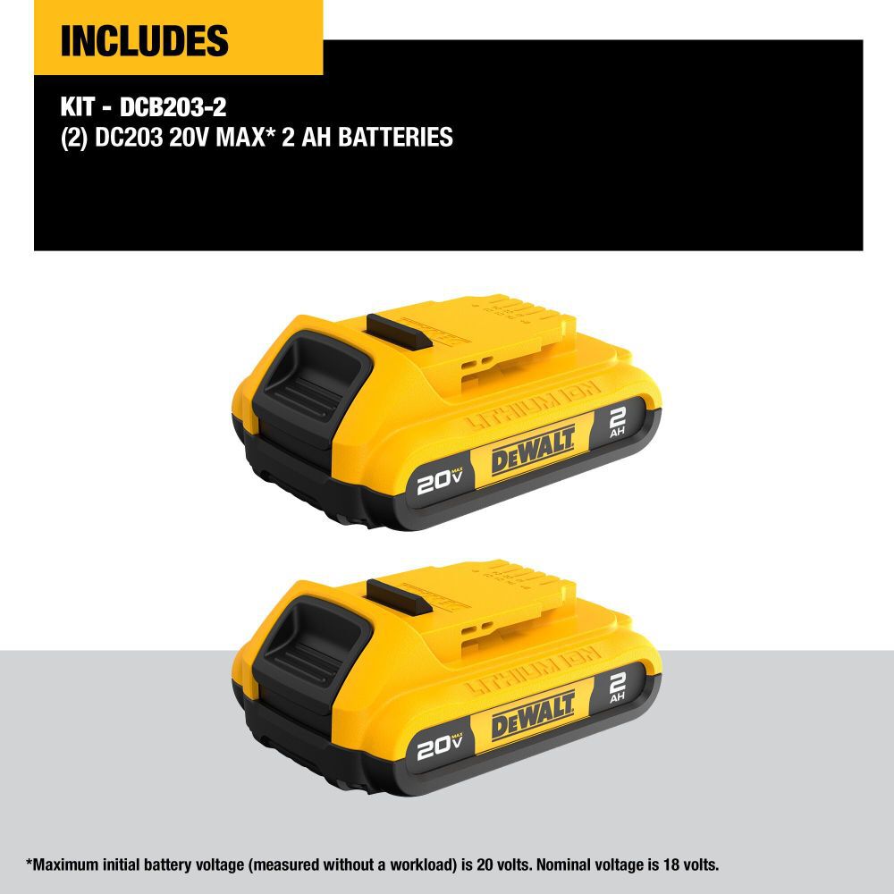 DEWALT 20V MAX 20V 2Ah Lithium Ion Power Tool Battery Pack with Fuel Indicator (2 Pack), large image number 4
