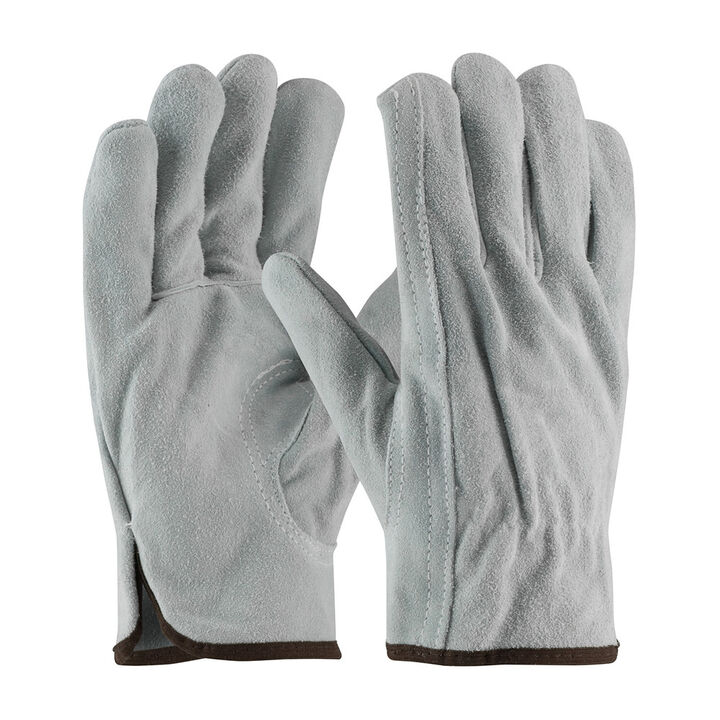 Protective Industrial Products Split Cowhide Leather Drivers Premium Grade Gray Keystone Thumb Small 12 Pairs of Gloves