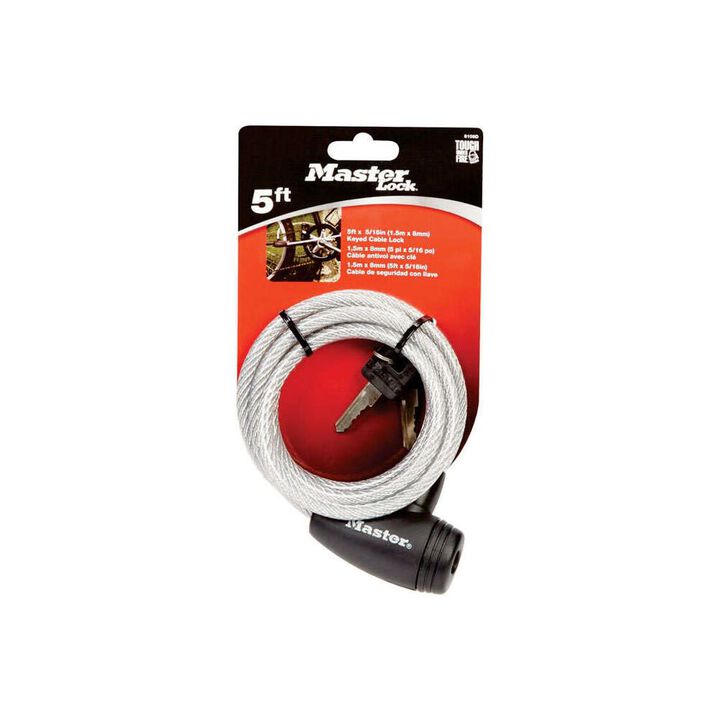 Master Lock Cable Lock 5/16in x 5' Pin Tumbler Keyed 1pk, large image number 1