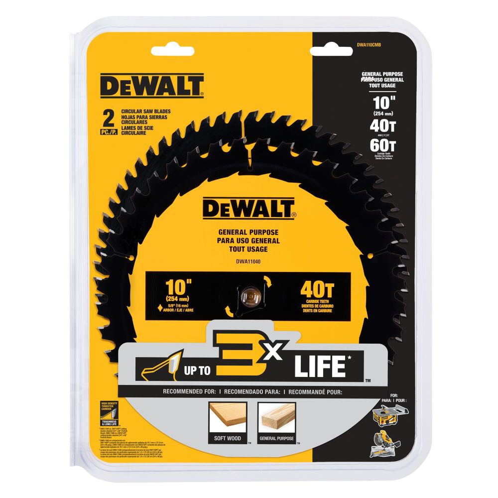 DEWALT Circular Saw Blade 10in 60T & 40T 2pk, large image number 7