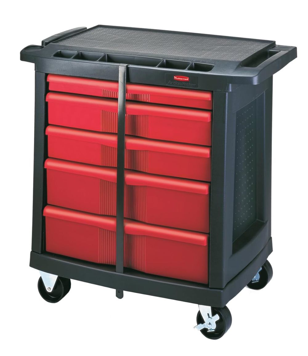 Rubbermaid 250 Lbs Plastic 5-Drawer Mobile Work Center – FG773488BLA