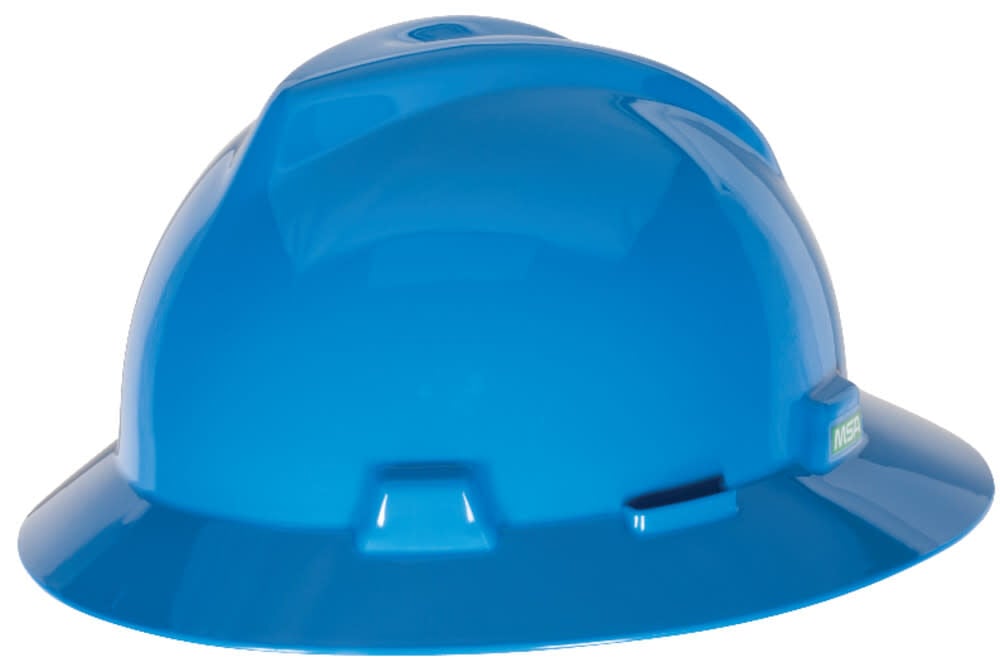 MSA Safety Works V Gard Slotted Full Brim Hard Hat Blue with Staz On Suspension – 454732