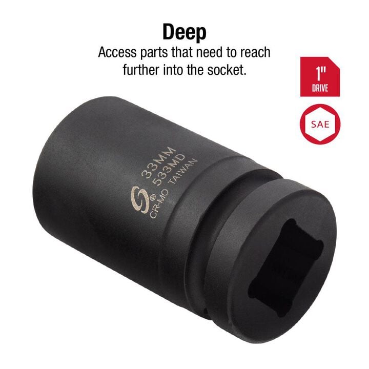 Sunex 1 In. Drive 33 mm Deep Impact Socket, large image number 5