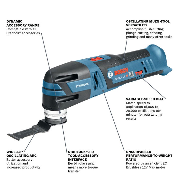 Bosch 12V Max EC Brushless Starlock Oscillating Multi-Tool (Bare Tool), large image number 1