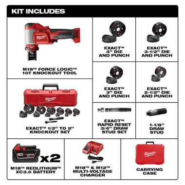 Milwaukee M18 FORCE LOGIC 10-Ton Knockout Tool 1/2 in. to 4 in. Kit, large image number 1