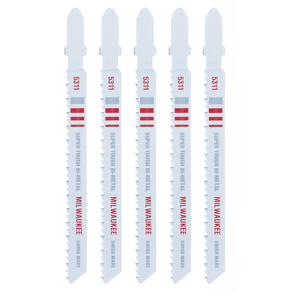 Milwaukee 4in 10TPI T-Shank Wood Bi-Metal Jigsaw Blades 5pk, large image number 9