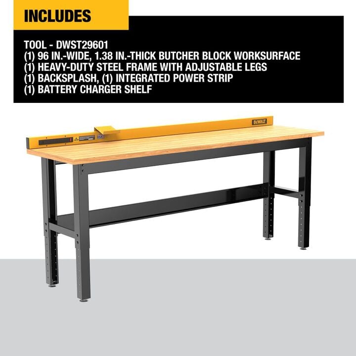 DEWALT 8 Fft Workbench With Butcher Block Wood Top, large image number 1