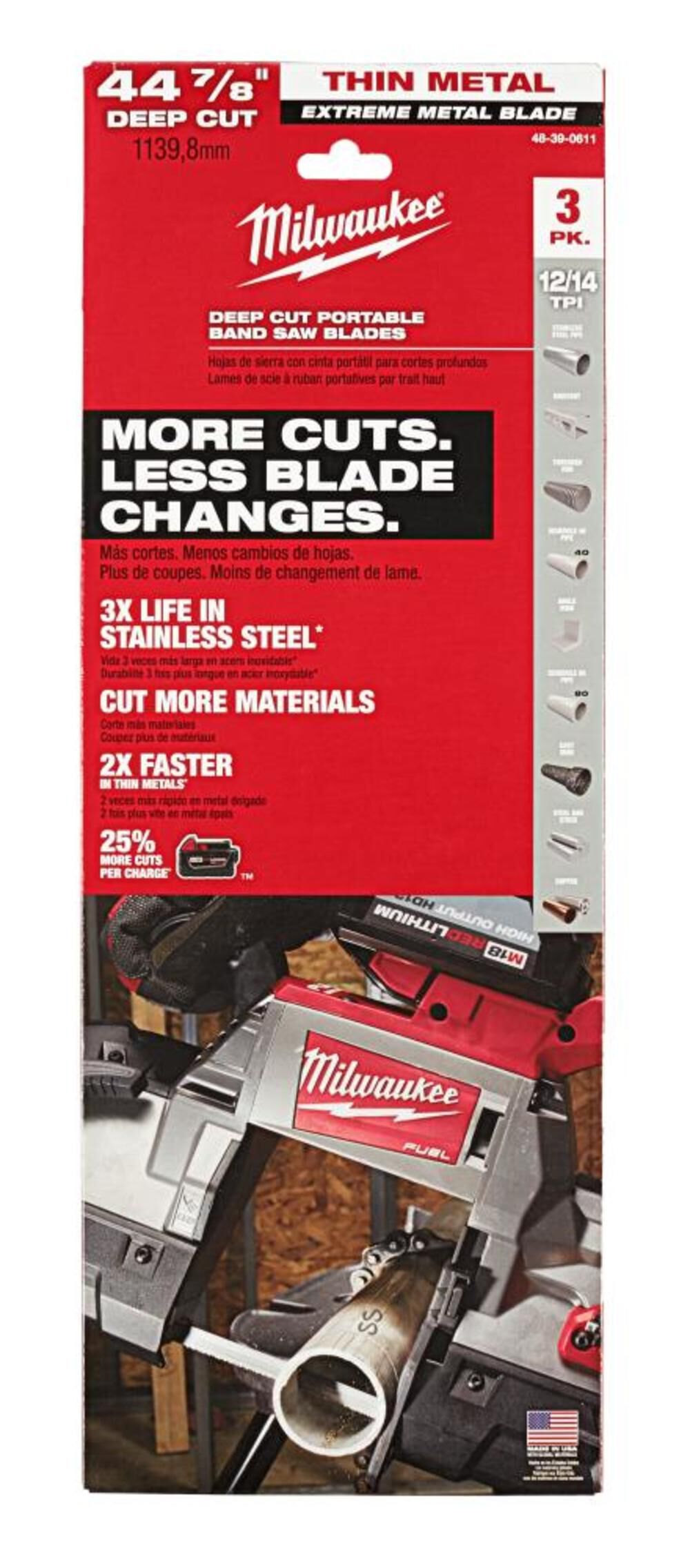 Milwaukee Extreme Thin Metal Band Saw Blades 3PK Deep Cut, large image number 2