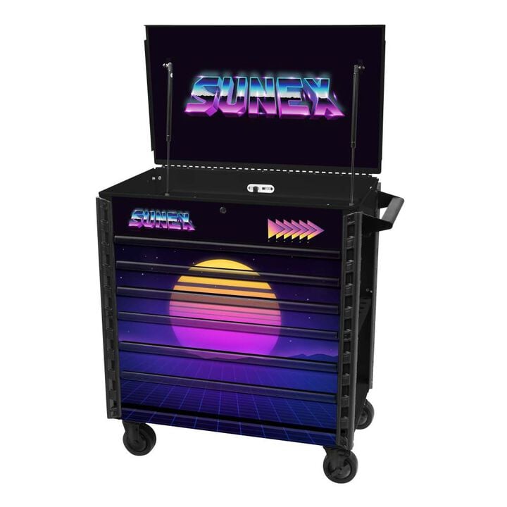 Sunex 39 Inch 6 Drawer Premium Service Cart with SYNTH RETRO Design