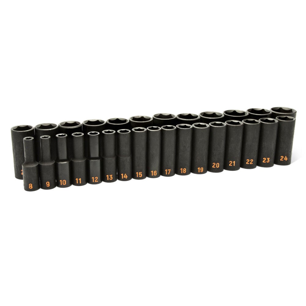 GEARWRENCH 1/2 Inch Drive 6 Point Metric Hi-Viz Deep Impact Socket Set 29 Pieces, large image number 1