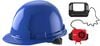 Milwaukee Blue Front Brim Hard Hat with 6pt Ratcheting Suspension Type 1 Class E & BOLT USB Cooling Fan Bundle, small image number 1