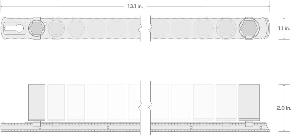 Tekton 1/4 Inch Drive Semi-Deep 6 Point Socket Set, Rail, 4 - 15 mm, 14 Pieces, large image number 7