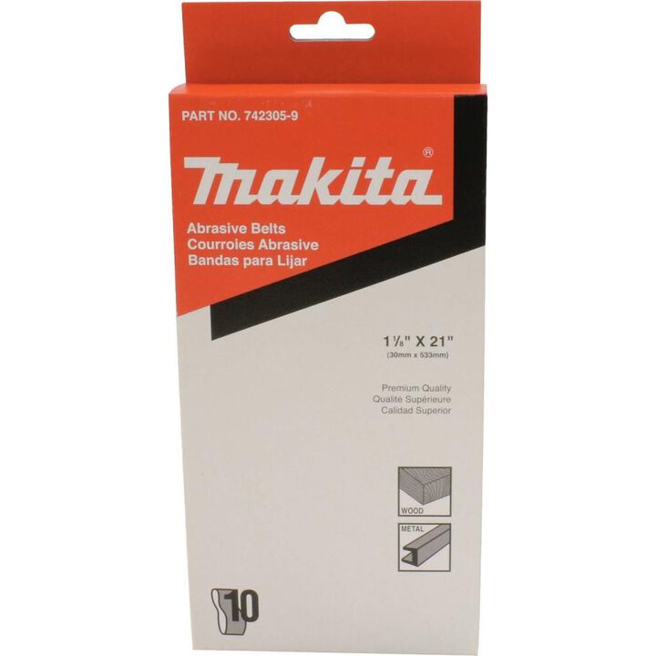Makita 1-1/8 Inch x 21 Inch Abrasive Belt, 240 Grit, 10pk, large image number 1