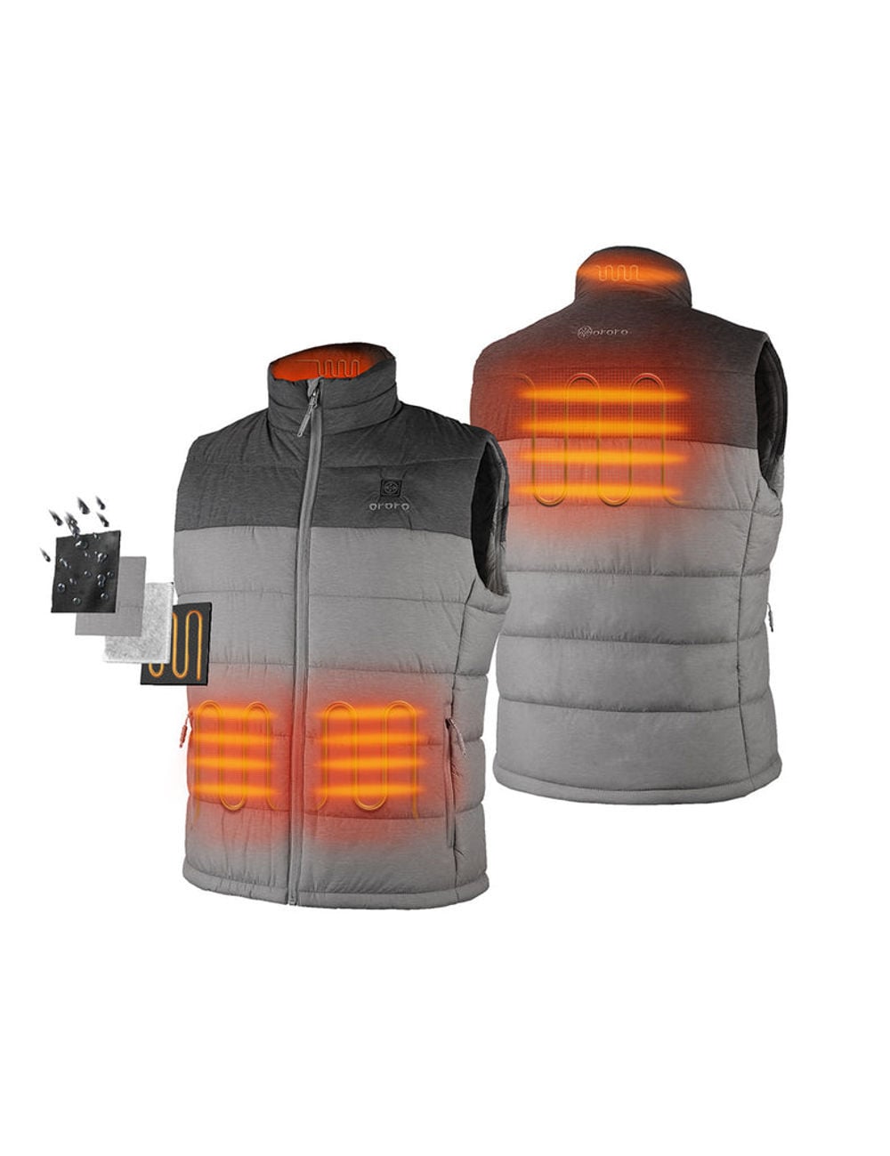 ORORO Mens Flecking Gray Classic Heated Vest Kit Size XS - MVC-41-0302-NC-B20M