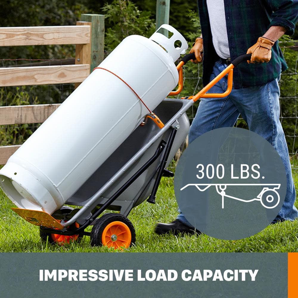 Worx 3 cu. ft. AeroCart 8-in-1 Wheelbarrow Dump and Yard Cart in One, large image number 4