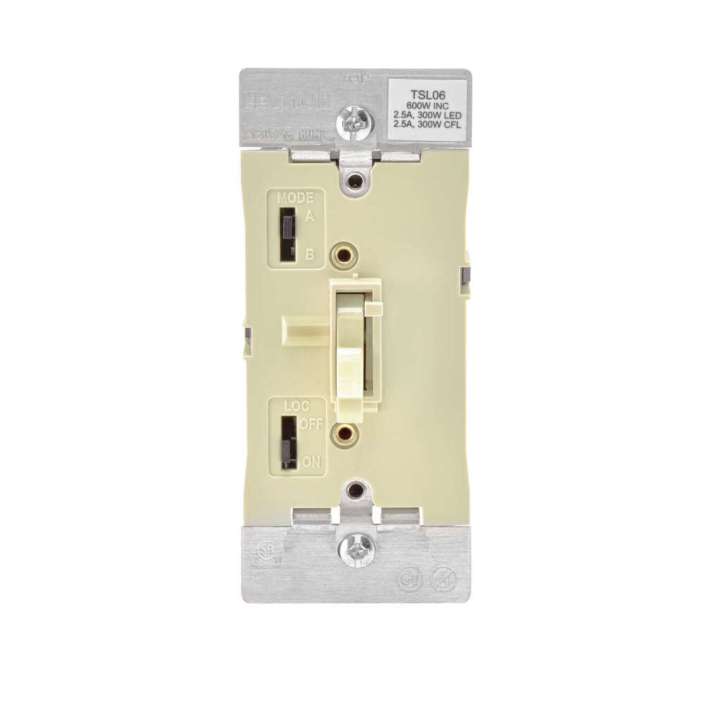 Leviton 600W Ivory Toggle Slide Universal Dimmer Switch, large image number 1