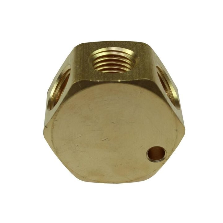 Coilhose 3 Port Flat Hex Manifold, 1/4in FPT Inlet x 1/4in FPT Outlet