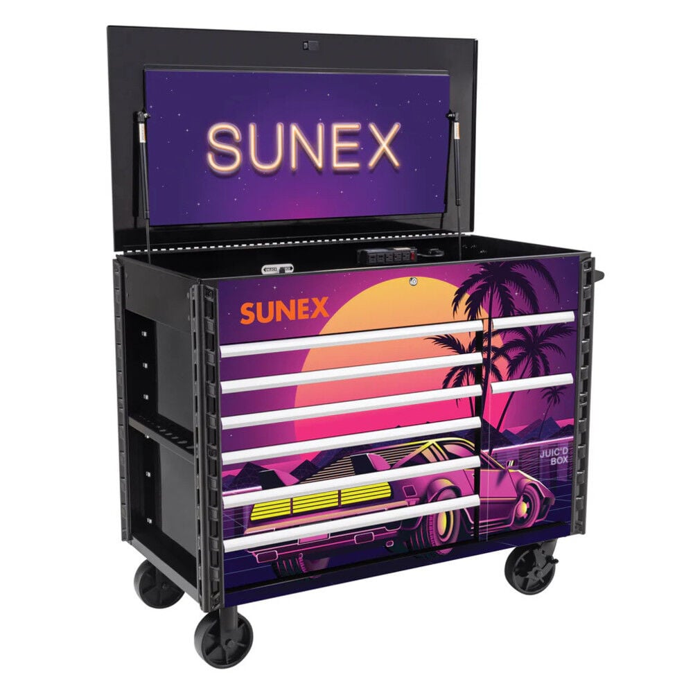 Sunex JUIC'D BOX 50 Inch 7 Drawer Powered Rolling Tool Cart with RETRO Design, large image number 1