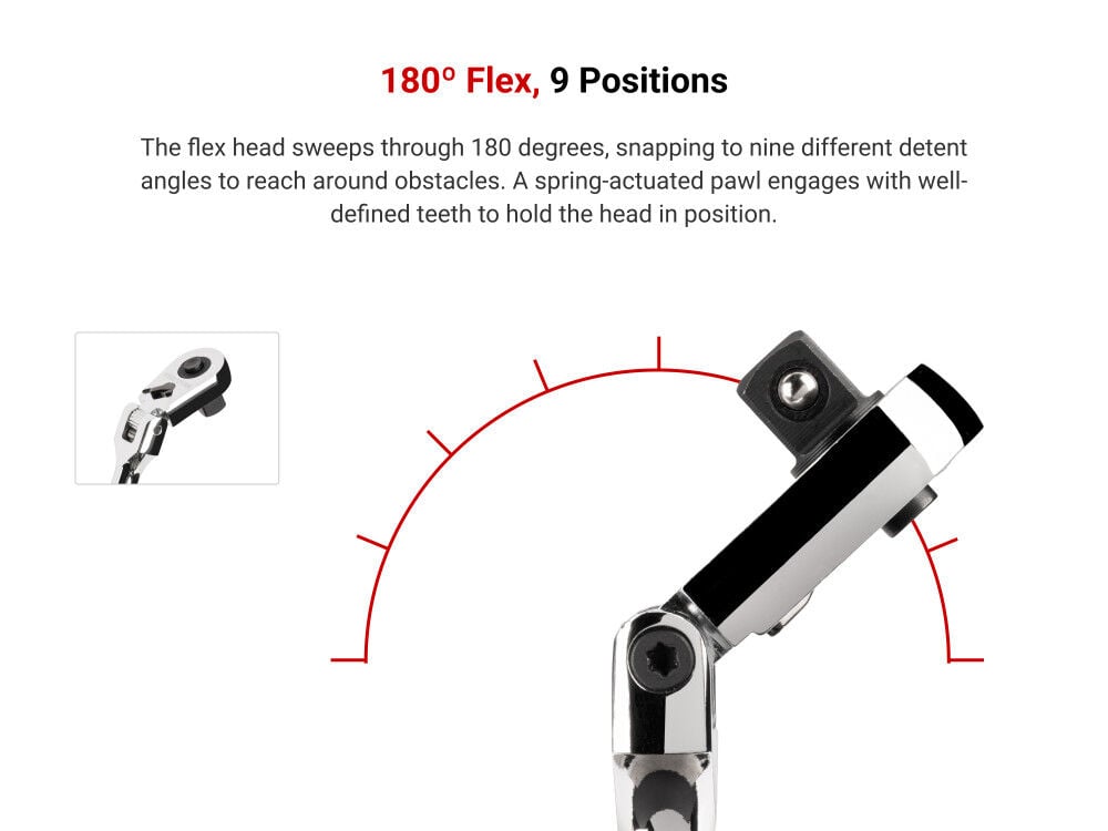 Tekton 1/2 Inch x 14 Inch Flex Head QR Comfort Grip Long Ratchet, large image number 3