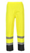 Portwest Yellow and Black Hi-Vis Classic Contrast Rain Pants - 4XL, small image number 1