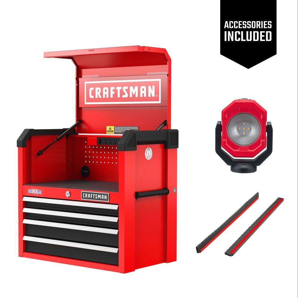 CRAFTSMAN Tool Chest: Gloss Red 26 Inch W x 16 Inch D x 24.5 Inch H, 4 Black Drawers, large image number 2