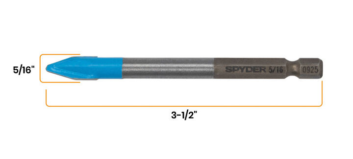 Spyder 5/16 Inch x 3.5 Inch Tile & Glass Drill Bit, Carbide-Tipped, large image number 5