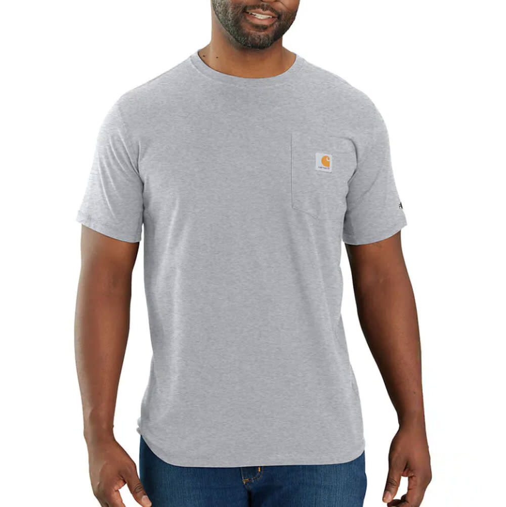 Carhartt Force Relaxed Fit Short-Sleeve Pocket T-Shirt, Heather Gray, Size Large – 106652-HGY-L