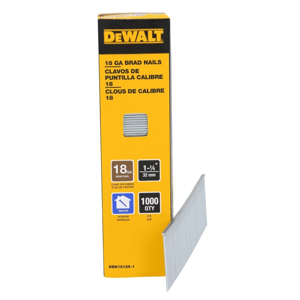 DEWALT 1-1/4 Inch 18 Gauge Brad Nails, 1000 Pieces – DBN18125-1