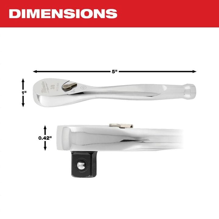 Milwaukee Ratchet 5inch 3/8inch Drive, large image number 3