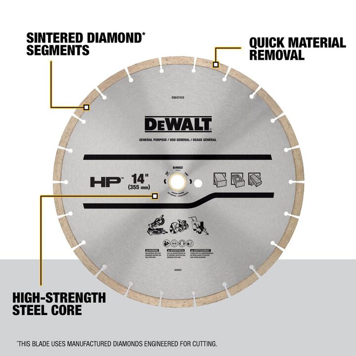 DEWALT HP 14 Inch Segmented Rim Diamond Blade for General Purpose Concrete, large image number 4