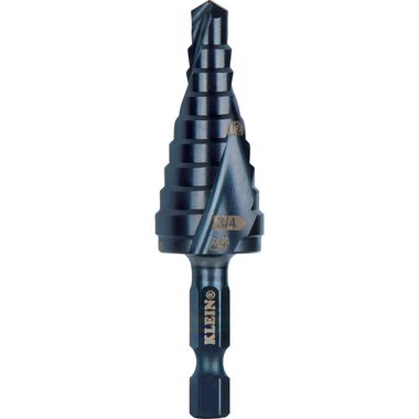 Klein Tools 1/4in to 3/4in Quick Release Spiral Flute Step Bit