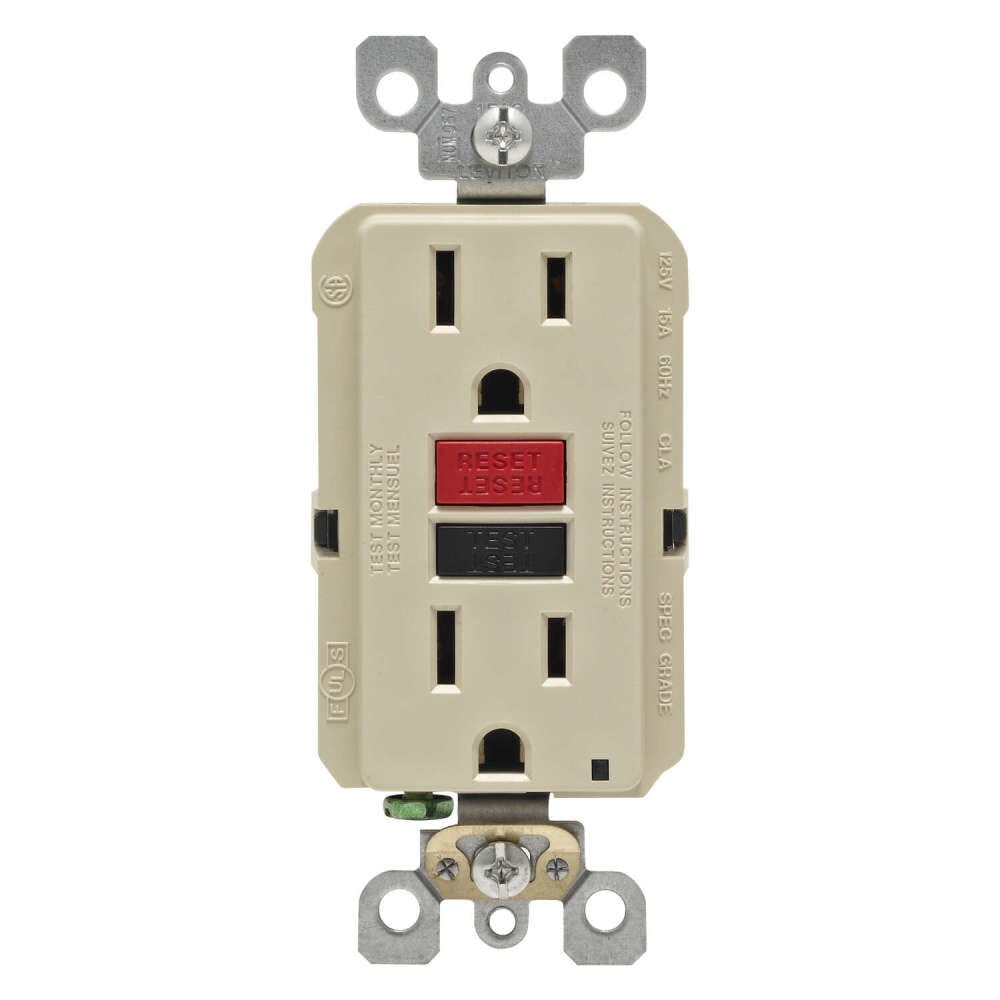 Leviton SmartlockPro GFCI Outlet 15A 125V Duplex Ivory NEMA 5-15R, large image number 1