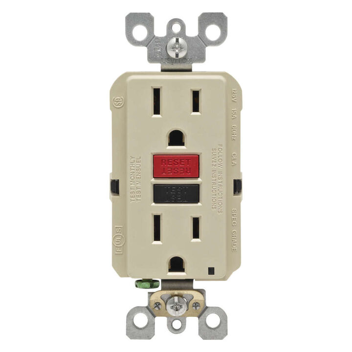 Leviton SmartlockPro GFCI Outlet 15A 125V Duplex Ivory NEMA 5-15R, large image number 0