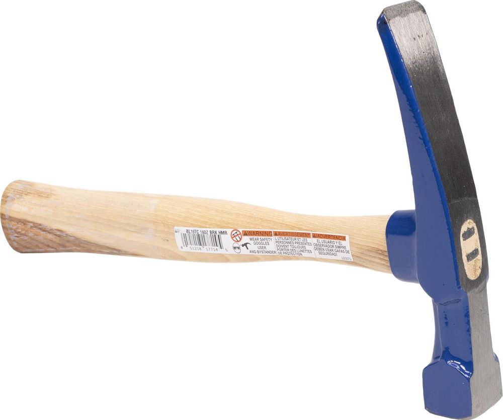 Vaughan 16 Oz Steel Face Bricklayer Hammer with Hickory Handle, large image number 2