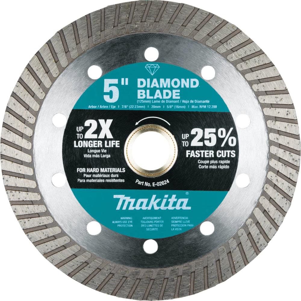Makita 5 Inch Turbo Rim Diamond Blade for Porcelain and Granite – E-02624