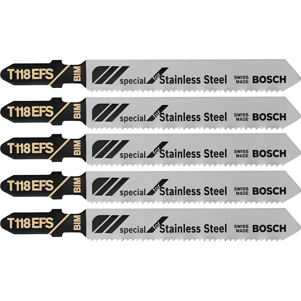 Bosch Jig Saw Blades 5pc 3 1/4in 18 TPI Basic for Stainless Steel T Shank, large image number 1