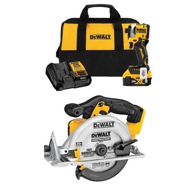 DEWALT 20V MAX Cordless Impact Driver Kit and Circular Saw Bundle