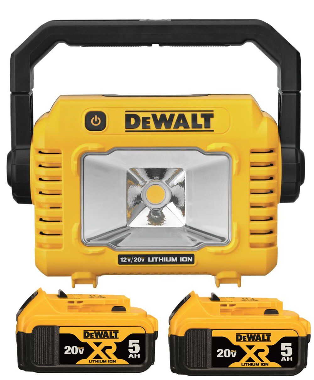 DEWALT 12V20V Max Compact Task Light & 2 Pack 20V Max XR 20V 5Ah Battery Bundle, large image number 1