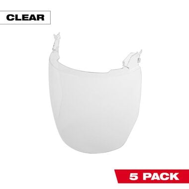 Milwaukee Clear Face Shield Replacement Lenses No Brim Helmet Only Mount 5pk