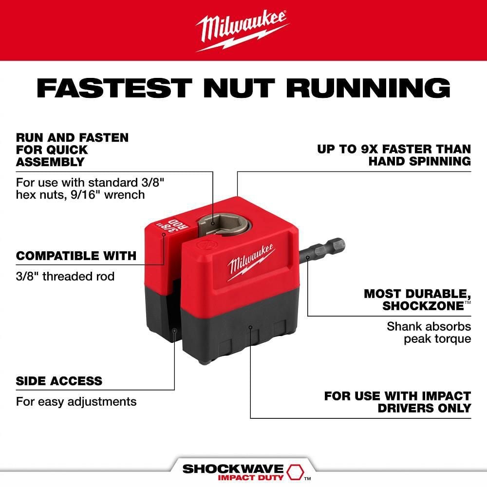 Milwaukee SHOCKWAVE Impact Duty 3/8 Inch Threaded Rod Nut Runner, large image number 2
