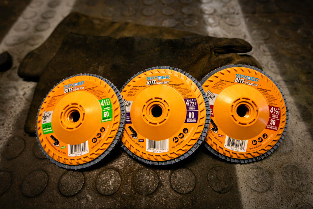 Spyder 4.5 Inch Ceramic Abrasive Flap Disk, 36 Grit, 5/8 Inch-11 Arbor Type 27, large image number 4