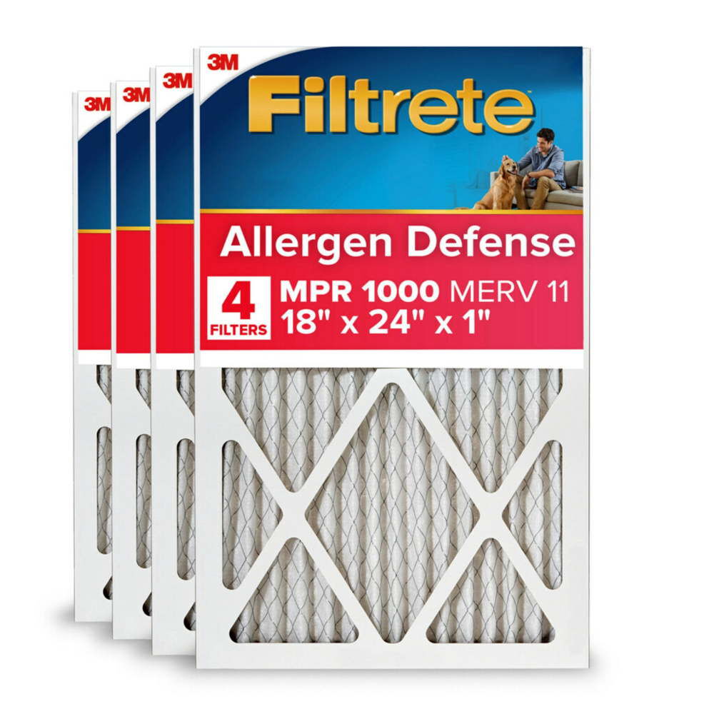 3M Filtrete 24 x 18 x 1-Inch 1000 MPR MERV 11 Allergen Defense Furnace Air Filter, 4-Pack - 4005294-4 Pack