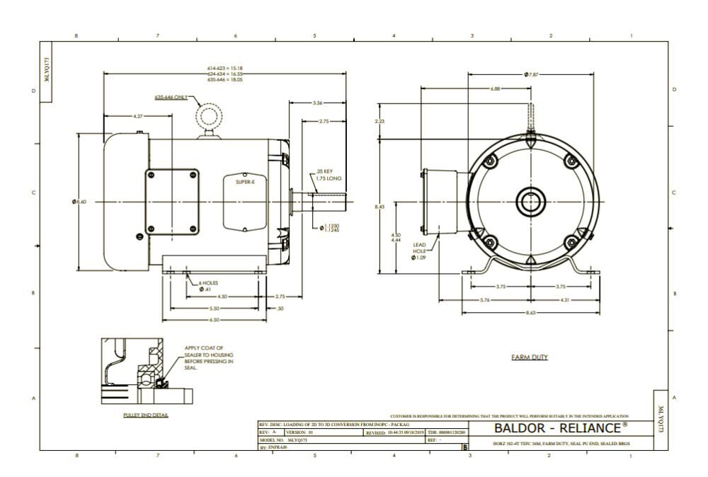 Baldor-Reliance FDEM3615T 5HP 1750RPM 3PH 60HZ 184T 3642M TEFC F1 Premium Efficient Farm Duty Motors, large image number 3