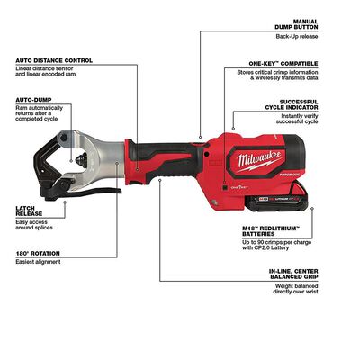 Milwaukee M18 Force Logic 750 MCM Dieless Crimper, large image number 4