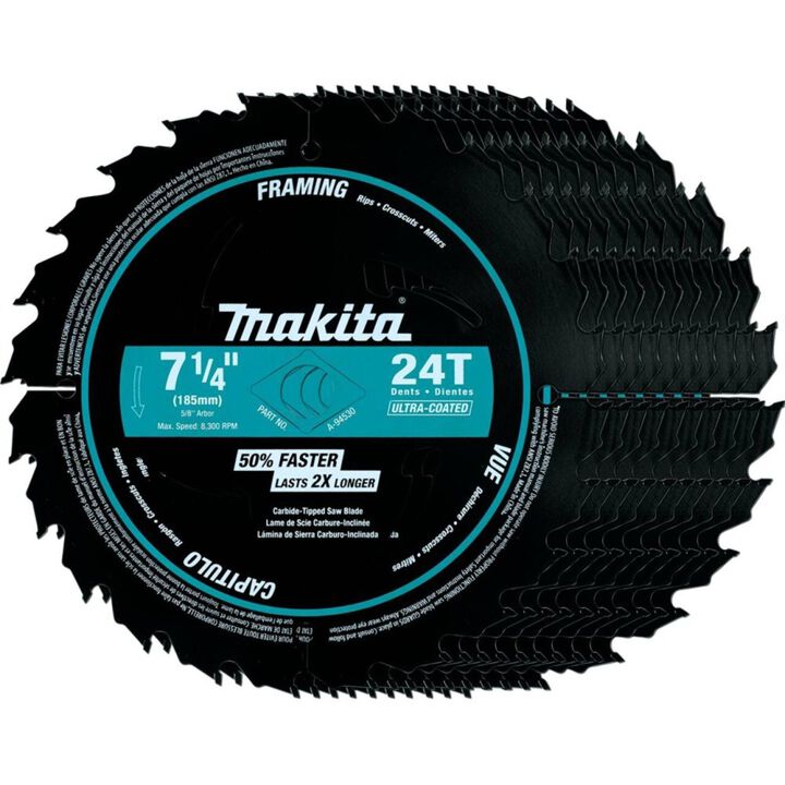 Makita 7 1/4 Inch 24T Carbide Tipped Ultra Coated Framing Circular Saw Blade 10 Pieces, large image number 10