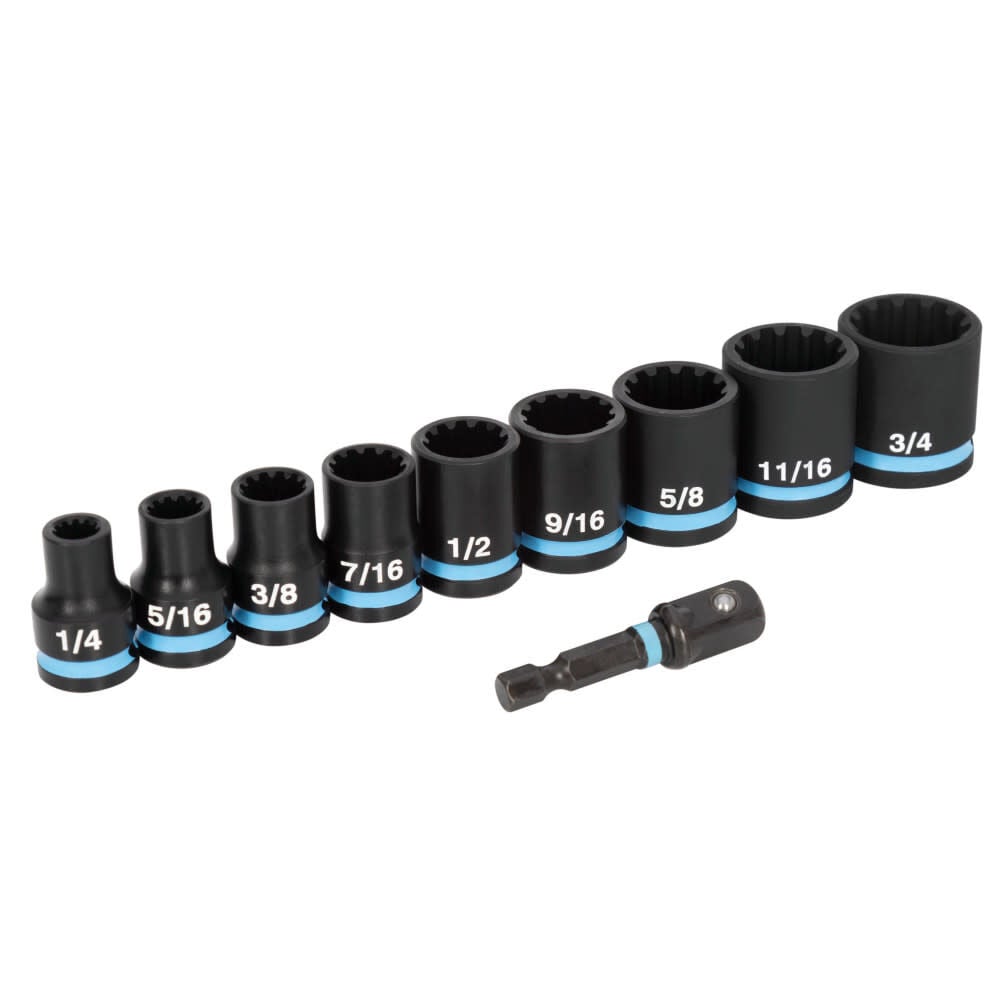 Spyder 3/8 Inch Drive SAE Impact Socket Set with Adapter, 10 Pieces, large image number 1