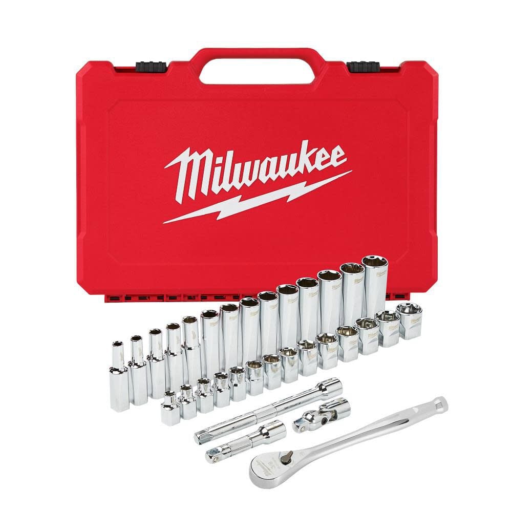 Milwaukee 3 8 In Drive 32 Pc Ratchet Socket Set Metric 48 22 9508 Sansujyuku sansujyuku.com